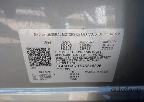 2024 Honda Prologue Touring z USA, uszkodzony, nr VIN 3GPKHXRJ7RS518326